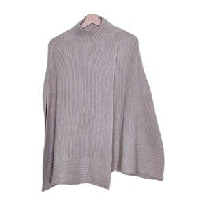 Ralph Lauren LRL Cape S/M Beige Ribbed Mockneck Oversized Preppy Old Money Logo